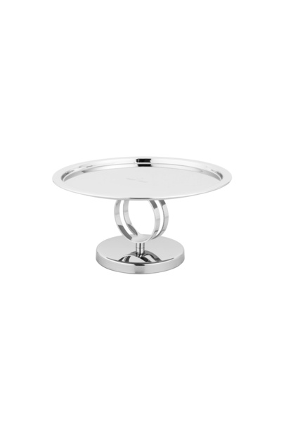 Dania ✨ Round shiny stainless steel cake and dessert serving dish with a base — 25 cm size ✨