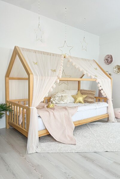 PAMUKA Montessori Tül Cibinlik İki Parça Pinkish Vanilla (TÜM EBATLAR)