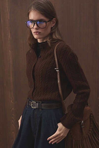 Hooopstore Hair Knitwear Brown Cardigan
