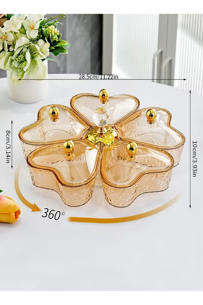 Generic Sectioned snack tray, heart-shaped rotating candy box snack organizer, portable snack box