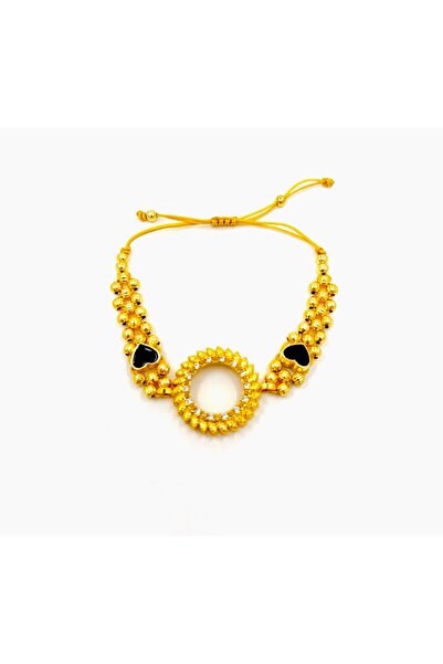 Parılda Premium Altın Kaplama Yaprak Işıltısı Model Dorikalı Çeyrekli Bileklik