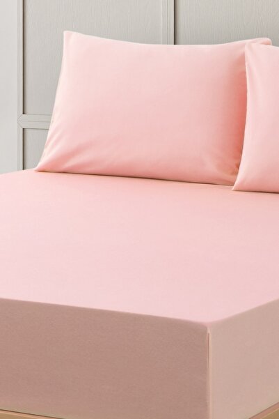 Sevim 100% Cotton Single Fitted Sheet Pillowcase Set (2 Pieces) - 100X200 cm - 120X200 cm