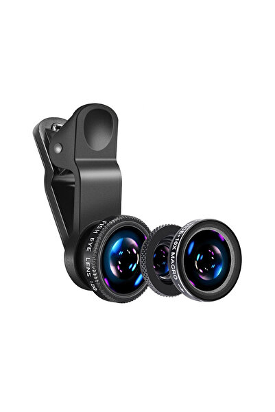 zola zomm photo lens set for phones and tablets,3 in 1, FISH EYE/MACRO/WIDE ANGLE, black