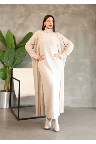 MODA TRİKO HIRKALI ELBİSE TAKIM