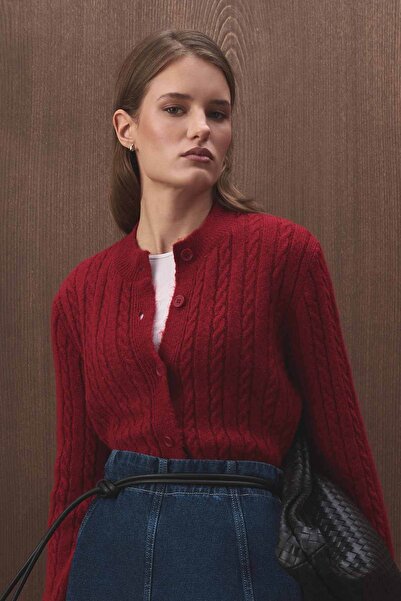Hooopstore Hair Knitwear Red Cardigan