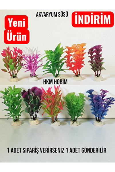 HKM Hobim Pastik Akvaryum Bitkisi 10 Cm (1 ADET STOK DURUMUNA GÖRE RASTGELE RENK GÖNDERİLİR)