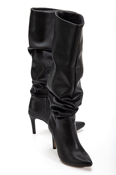 serkanseyyid SYT-2003 Μαύρες μπότες με λεπτό τακούνι καθημερινά