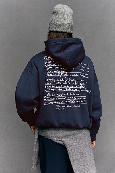 Bershka Baskılı kapüşonlu sweatshirt