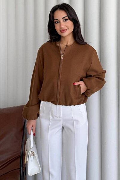 VAGGON Crew Neck Zippered Bomber Jacket