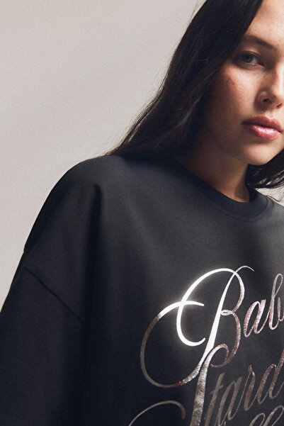 Bershka Printed short sleeve oversize T-shirt