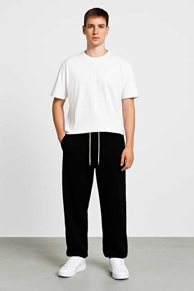 SERYY MODA Men's Black Winter Fleece-Lined Sweatpants