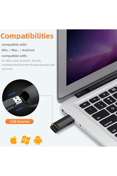 eWINNER RF 2.4Ghz Wireless USB Presenter Remote Control - Page Turner & Pointer (Black)