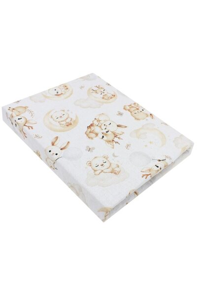 PRICHINDEL crib sheet, Bambi deer and friends, white, 140x70 cm