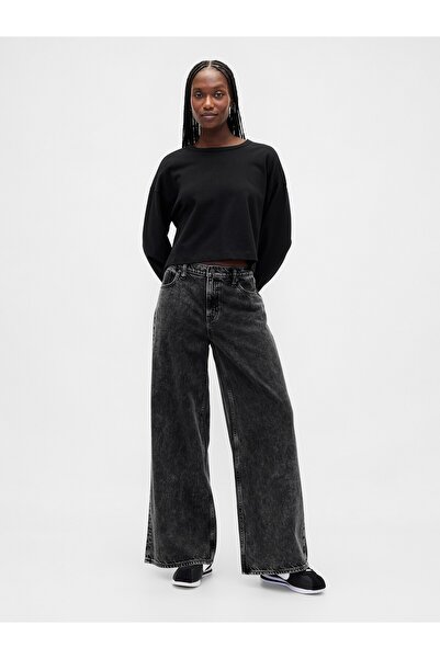 GAP Kadın Siyah Mid Rise UltraSoft Baggy Jean Pantolon