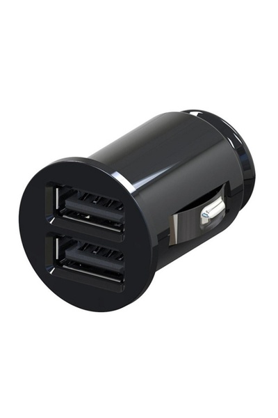 zola Car charger 2 USB, 12V, 25 mm diameter, black