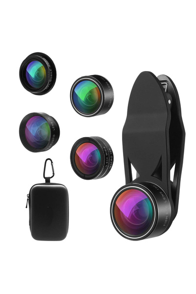zola Lens set for phone 5 in 1, plastic, universal, wide angle. telescopic, black