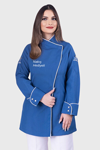 Üniformanya Indigo plava ženska kuharska jakna sa imenom, poklon kuharske jak...