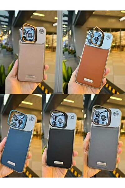 Generic Premium Leather Shockproof iPhone Case 360° Sliding Lens Protection Speaker Grill Design Multicolor