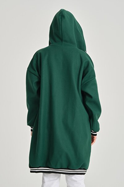 della moor Women's Green Italian Hooded Zippered Thin Coat