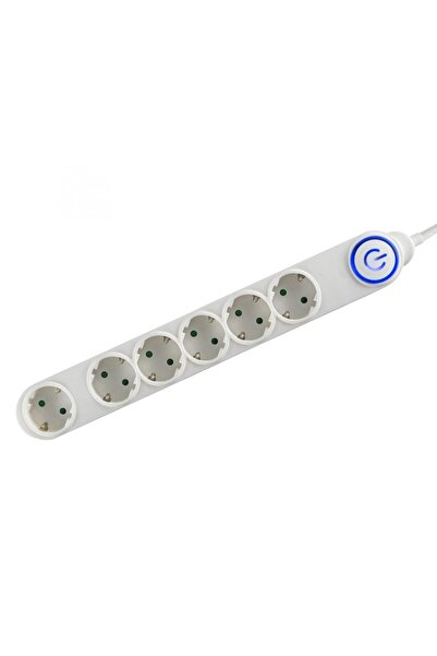 Home Extension cord 6 sockets, foot switch, 5 m, white, 1.5mm2
