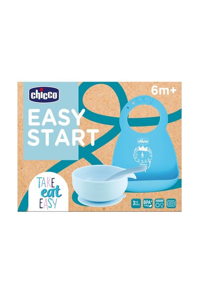 Chicco Easy Start Silicone Weaning Food Set 6m+, Blue