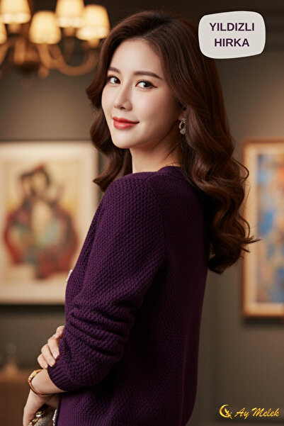 AYMELEK Women's Knitwear Cardigan Soft V-Neck Star Button Short Cardigan