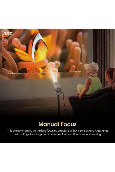 Aoc Ultra-Bright Projector: 220 ANSI +8000 Lumen, 180° Rotate, Auto Keystone, 4K WiFi BT for Phone