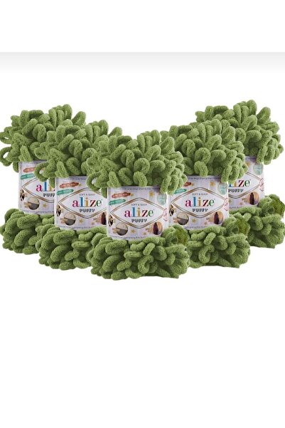 Alize puffy 500gr %100 mikropolyester iplik 5 li 485 soft yeşil