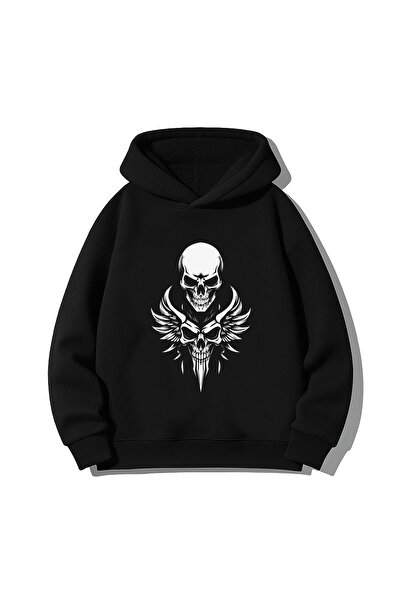 MODA Dry Head Skeleton wing B cu imprimeu Hanorac negru K cu glugă Sweat tricou Hanorac