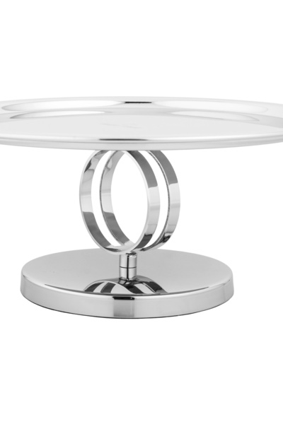Dania ✨ Round shiny stainless steel cake and dessert serving dish with a base — 30 cm size ✨