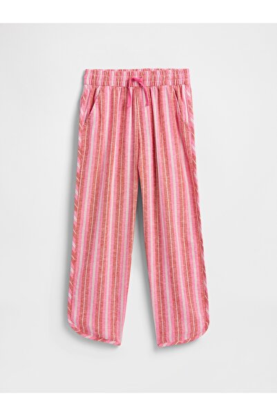 GAP Kız Çocuk Pembe Pull-On Keten Karışımlı Pantolon