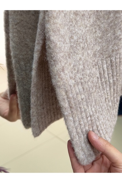 MİHRA STORE Six Elasticated 6-Button Short Knit Cardigan-Kr5055 Stone