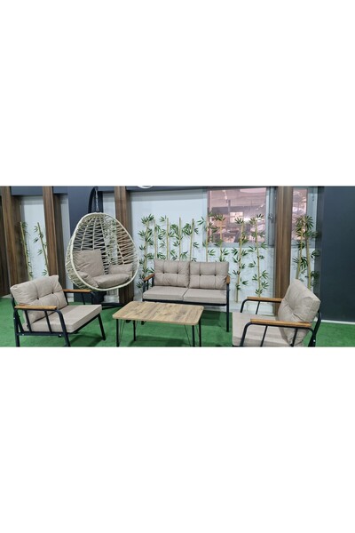 tandoganconsept Erciyes model 2+1+1+Sehpa Bahçe Takımı + Salıncak / Bahçe, ba...