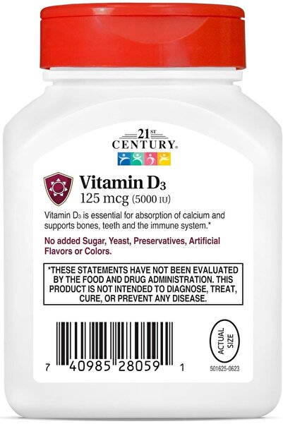 21st Century D3 125 mcg (5,000 IU), 110 Rapid Release Softgels