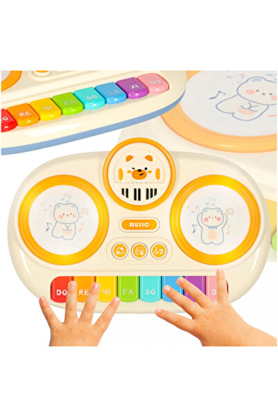 Ikonka Pian interactiv pentru copii bej, cu muzica, sunete, culori si lumini,...