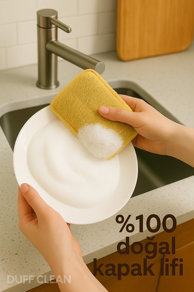 DUFF CLEAN 2 Pieces Natural Pumpkin Dishwashing Washcloth Double Sided Use (12X8 CM)