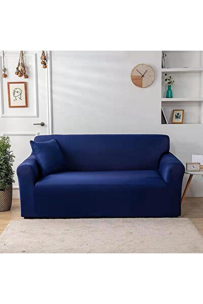 Inovius Elastic Sofa Cover, Plain, Dark Blue - EAT501