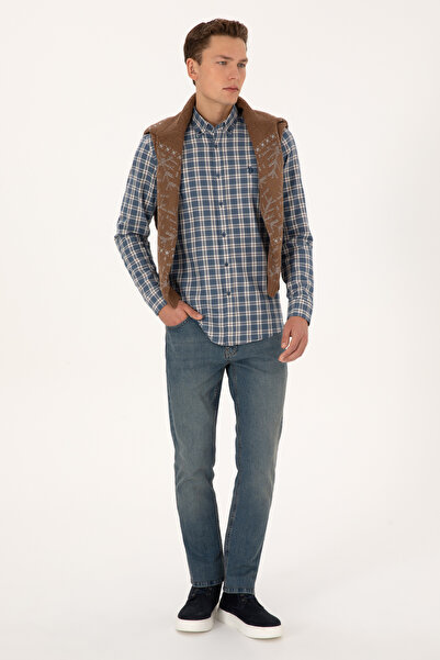 U.S. Polo Assn. Men's Light Navy Blue Long Sleeve Shirt 50308578-Vr059