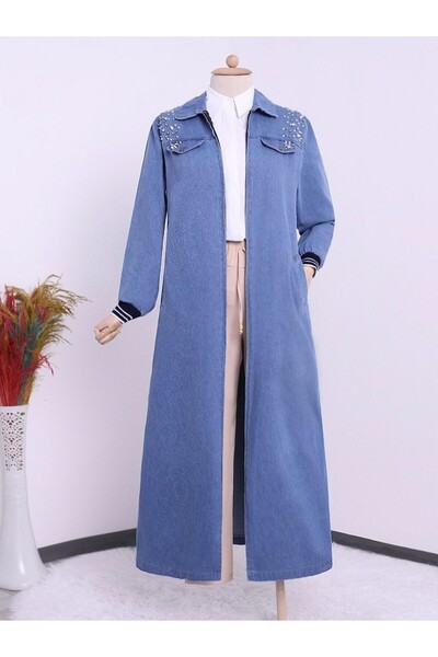 HİJABAYA Μακρύ τζιν καπάκι με φερμουάρ και ριμπάνα στους ώμους