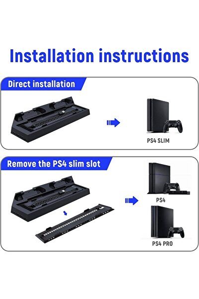 eWINNER Multifunctional Vertical Stand Cooling Fan & Dual Controller Charger for PS4/PS4 Slim/PS4 Pr