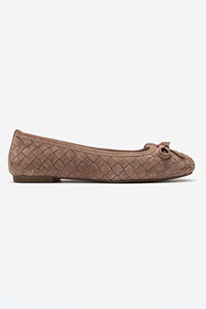 Zeynep Sıradağlı Preslie Women's Leather Ballerinas Mink Suede