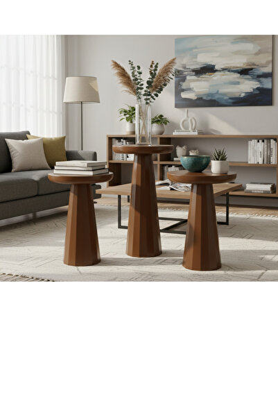 Home PRENSES AHŞAP KAHVERENGİ BOYALI VERNİKLİ MANTAR SEHPA,YAN SEHPA,ORTA SEHPA,