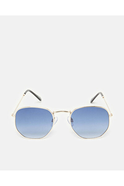 REDTAG Men Blue Hexagonal Sunglasses