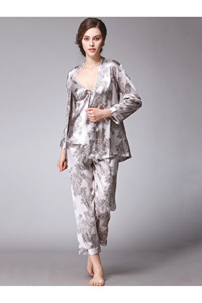 FridayIn Home style V-neck Printing Bow Regular sleeve Pajama