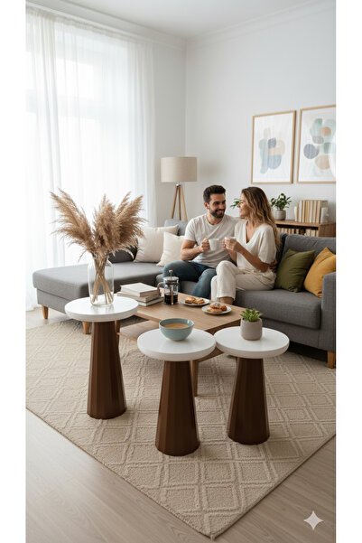 Home PRENSES AHŞAP KAHVERENGİ BEYAZ BOYALI VERNİKLİ MANTAR SEHPA,YAN SEHPA,OR...