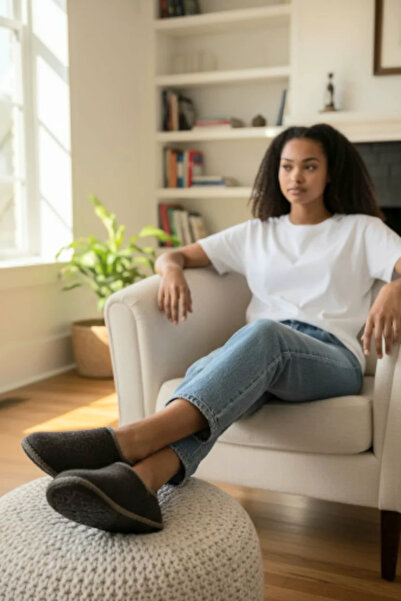 GEZER Unisex Non-Slip Sole Felt Comfortable Soft Sole Home Slippers