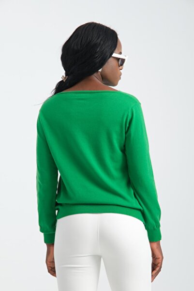 Moda Days Women's Beige Glitter V-Neck Sweater