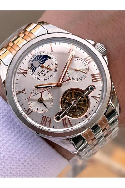 Ferrucci 3 Atm Men's Wristwatch with Automatic Moonlight and Sun Dial and Bracelet Gift Ff.G3606.4