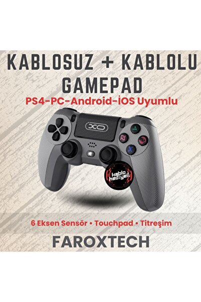 FaroxTech PC-PC Kablosuz Gamepad - Çift Titreşim Joystick- 6 Eksen - PC Andro...