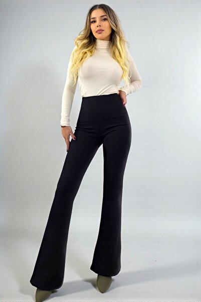 FashionForYou Padded, slim flared trousers, TetraFlex, with elastic band, Black